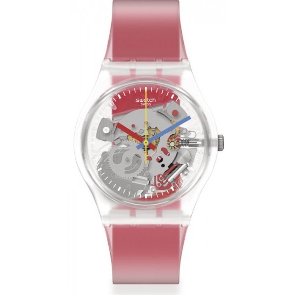 Unisex Swatch Watch Gent Clearly Red Striped GE292 Buy Unisex Swatch Watch Gent Clearly Red Striped GE292